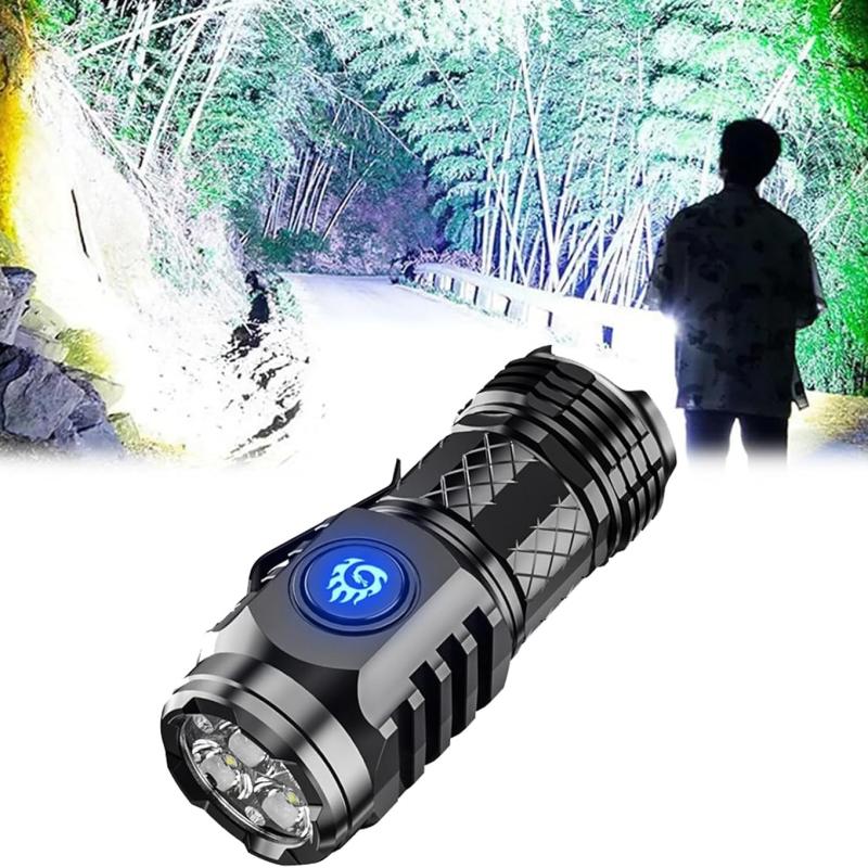 Three Eye Mini Flashlight Portable Outdoor LED Flashlights High Lumens Three Eyed Rechargeable Long Range For Outdoor