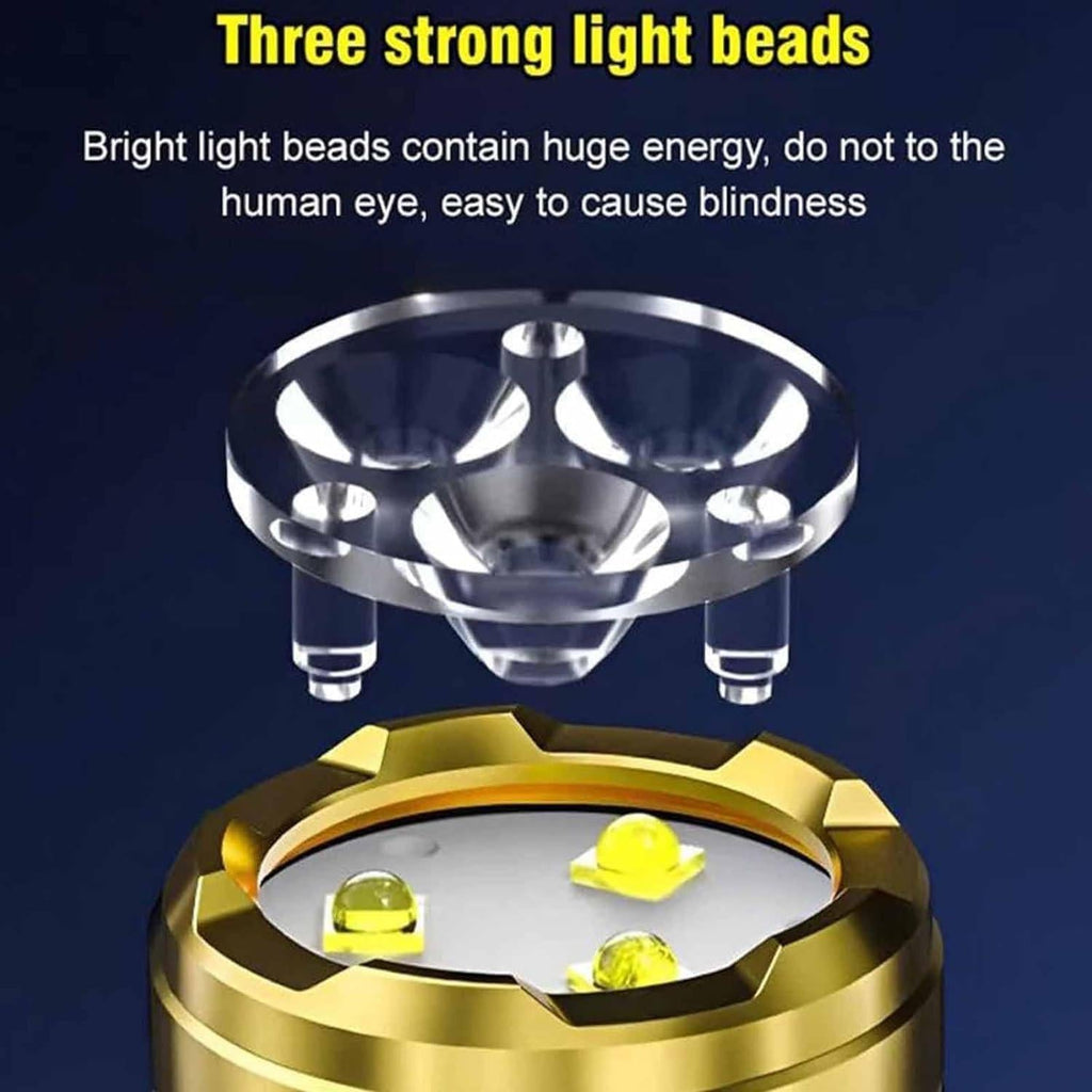 Three Eye Mini Flashlight Portable Outdoor LED Flashlights High Lumens Three Eyed Rechargeable Long Range For Outdoor
