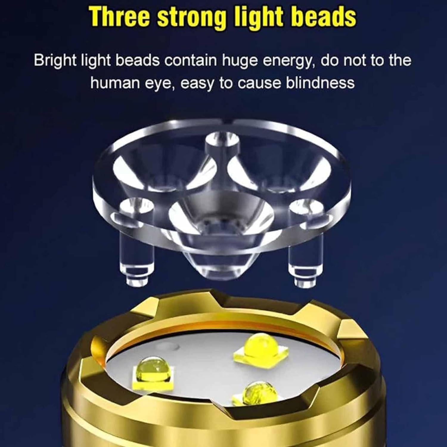 Three Eye Mini Flashlight Portable Outdoor LED Flashlights High Lumens Three Eyed Rechargeable Long Range For Outdoor
