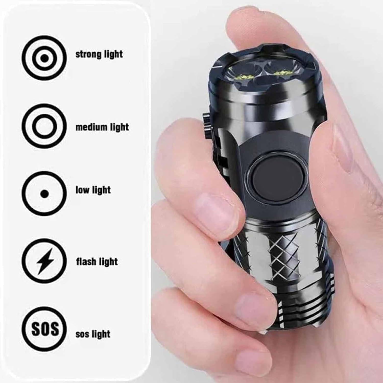 Three Eye Mini Flashlight Portable Outdoor LED Flashlights High Lumens Three Eyed Rechargeable Long Range For Outdoor