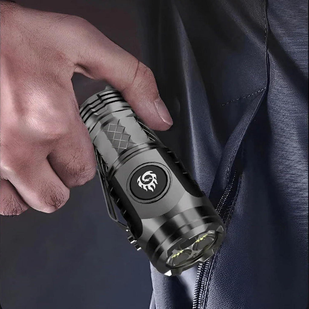 Three Eye Mini Flashlight Portable Outdoor LED Flashlights High Lumens Three Eyed Rechargeable Long Range For Outdoor